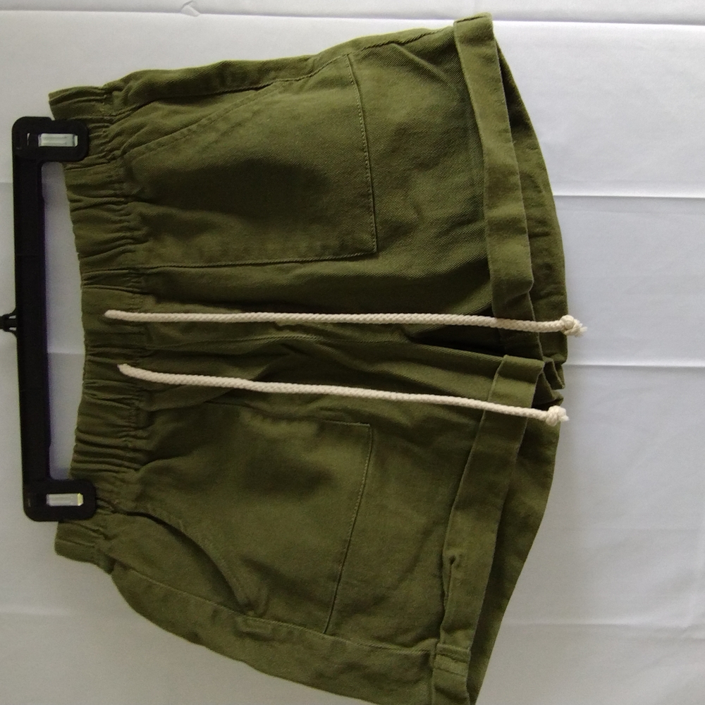 No Boundaries Green Jean Shorts with Belt Loops